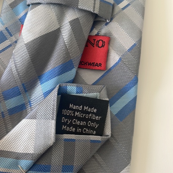 Handmade Blue Grey Striped Tie by Silk Rhino - Boarding School Attire - Picture 9 of 9